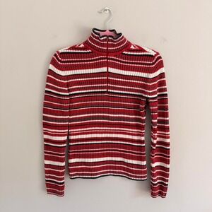 Y2K MULTICOLOR TOMMY HILFIGER STRIPED QUARTER ZIP SWEATER